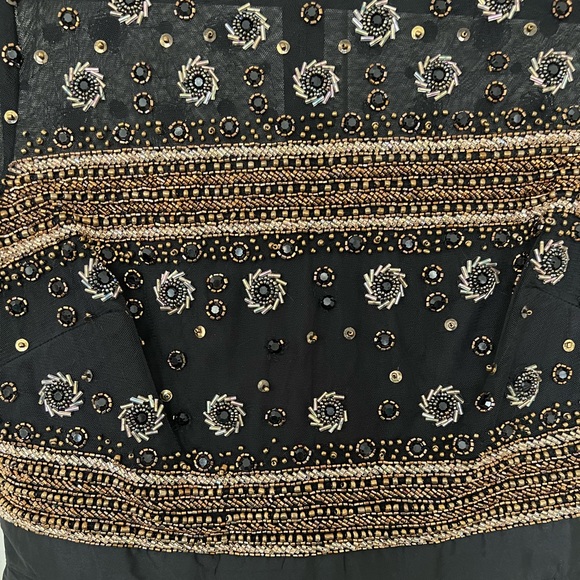 Aidan Mattox black satin gold beaded gown - Picture 3 of 4